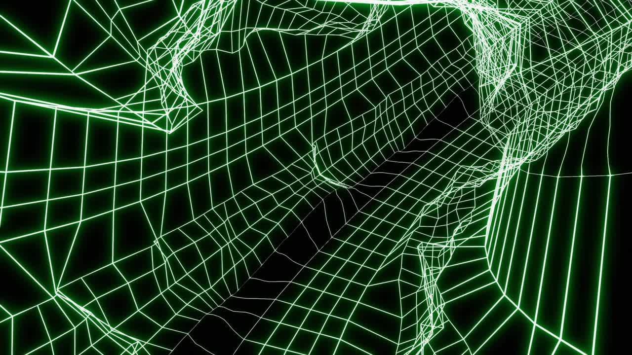 Abstract Green Wireframe Grid