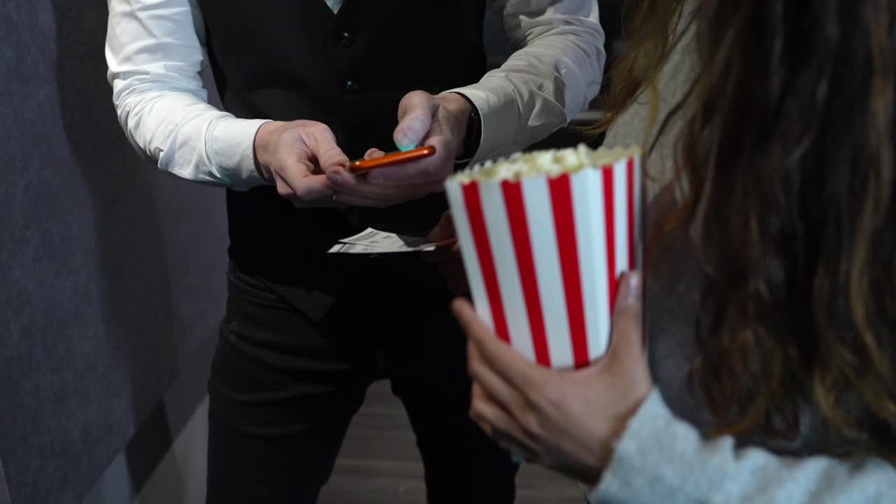 Going to the movies with popcorn