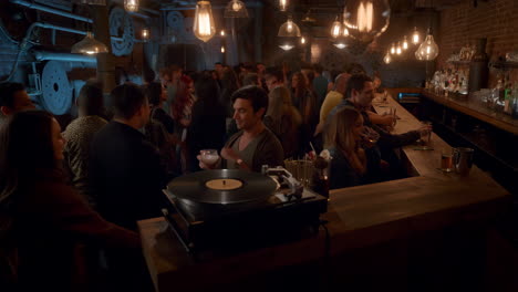 lively bar scene with people socializing and enjoying drinks