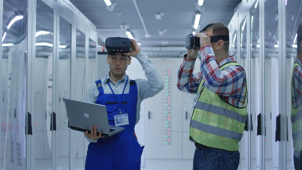 IT Technicians Using VR in Server Room