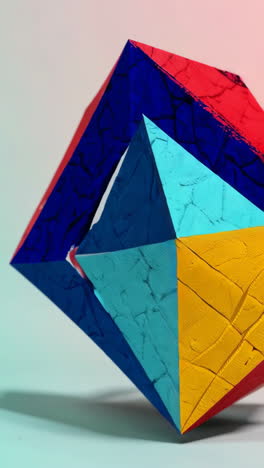 vibrant abstract geometric polyhedra with textured surfaces