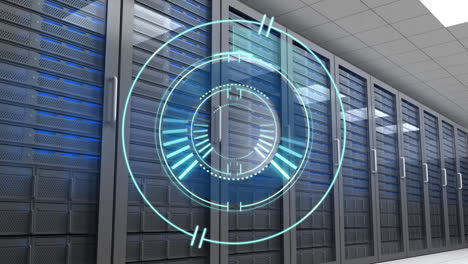 animation of scope scanning over computer servers in tech room