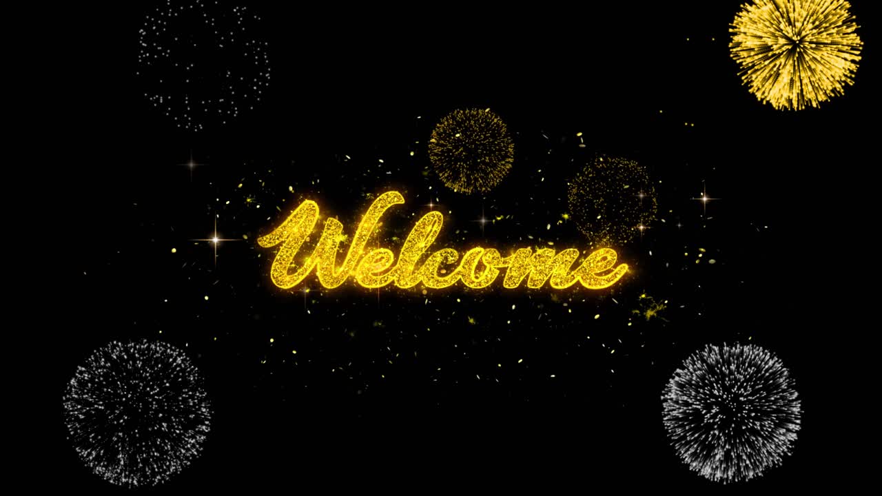 Grafica di benvenuto con fuochi d'artificio