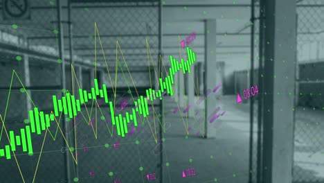 Animation-of-financial-data-processing-over-empty-car-park