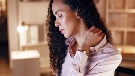 Stress,-burnout-and-a-woman-with-neck-pain-at-work