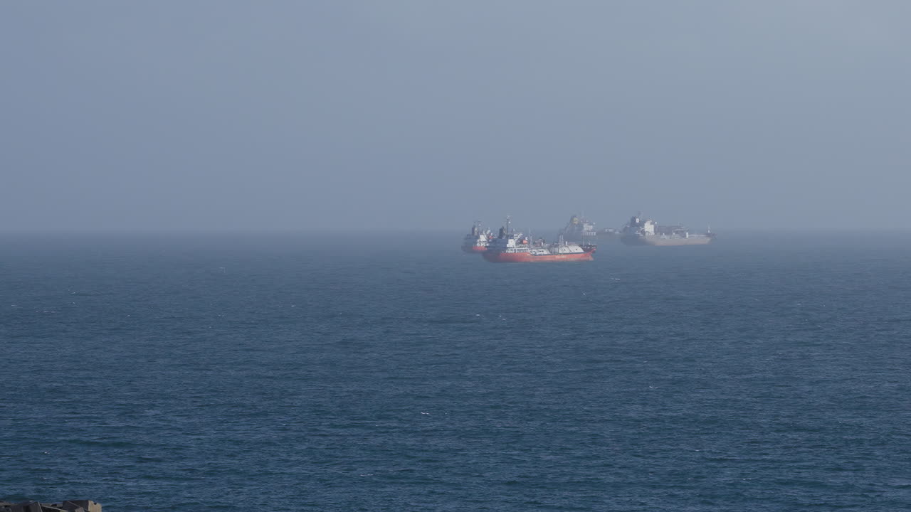 Cargo ships far into the distance