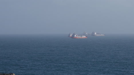 cargo ships far into the distance