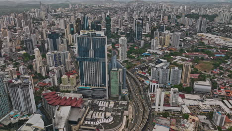 panama city aerial v11 birds eye view drone flyover across marbella neighborhood towards obarrio capturing downtown urban cityscape with dense high rise towers - shot with mavic 3 cine - march 2022