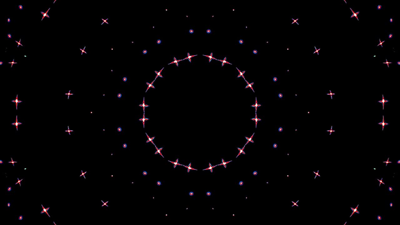 다채로운 추상적인 줄무 밝은 색상 빛나는 점, 검은 바탕에 둥근 모양