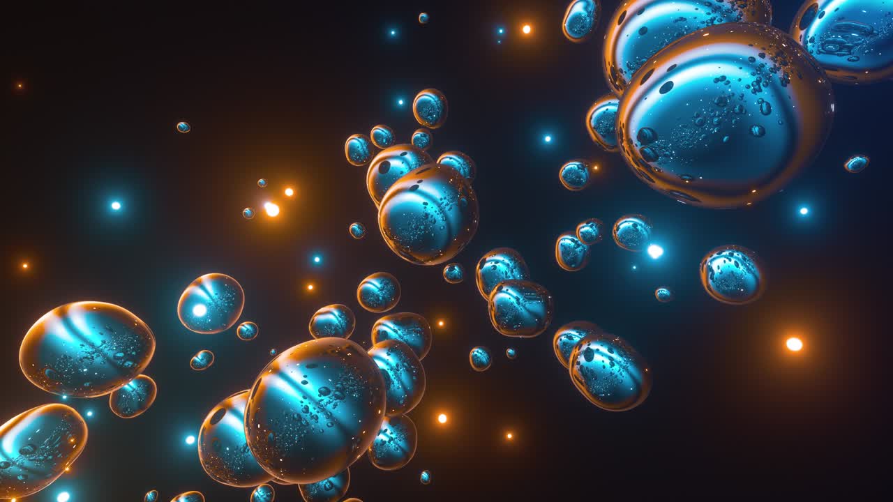 burbujas holográficas. fondo colorido creativo abstracto. hermoso flujo suave de bolas, esferas de neón, colores vibrantes de moda, pulsación suave. bucle sin costuras de 4k