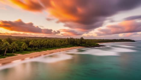 vibrant tropical beach sunset with smooth water