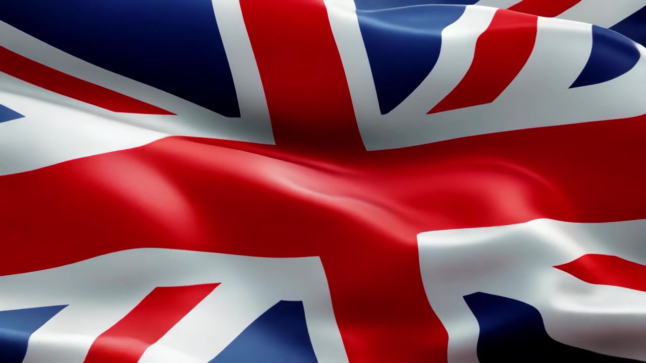Primo piano della bandiera Union Jack che sventola