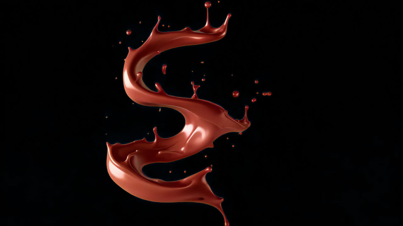 Dynamic chocolate splash animated overlay, transparent 4K video, alpha channel, ProRes 4444