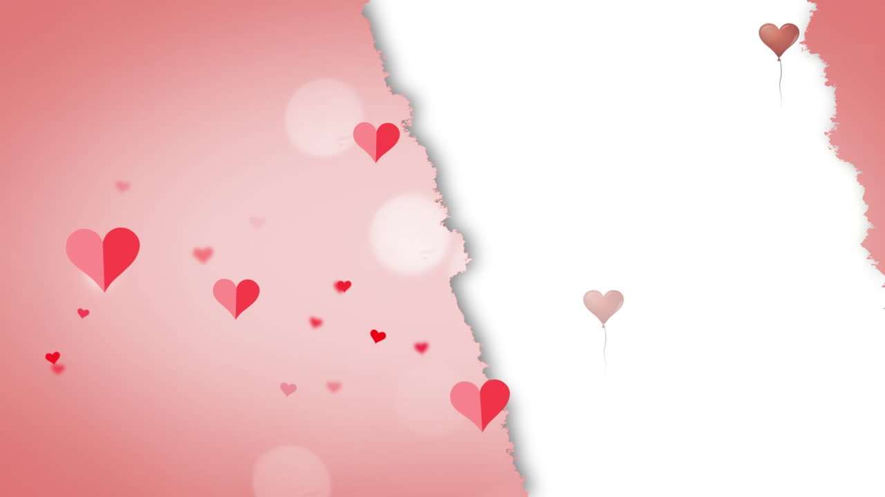 분홍색 배경 위에 움직이는  ⁇ 은 심장의 애니메이션