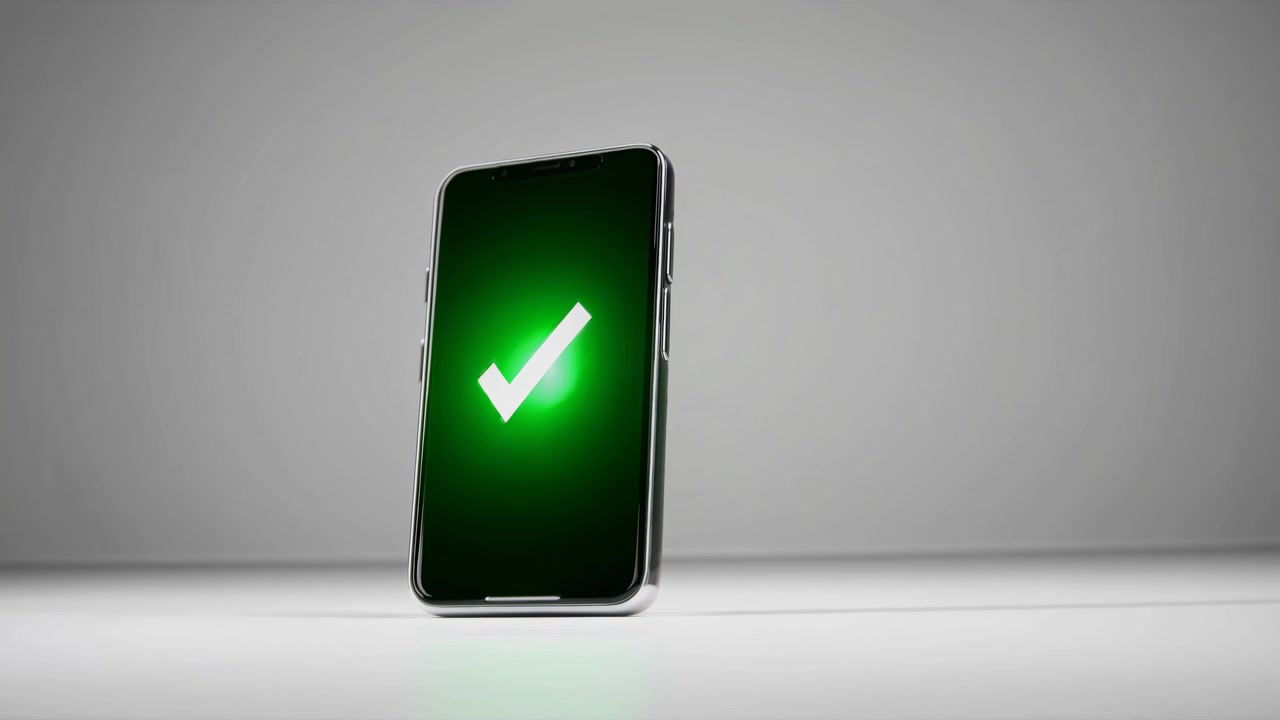 Green Checkmark Animation on a Smartphone Screen