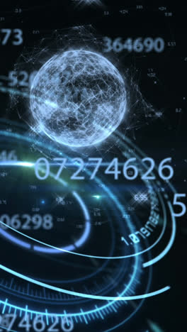 Animation of numbers changing, scope scanning and globe