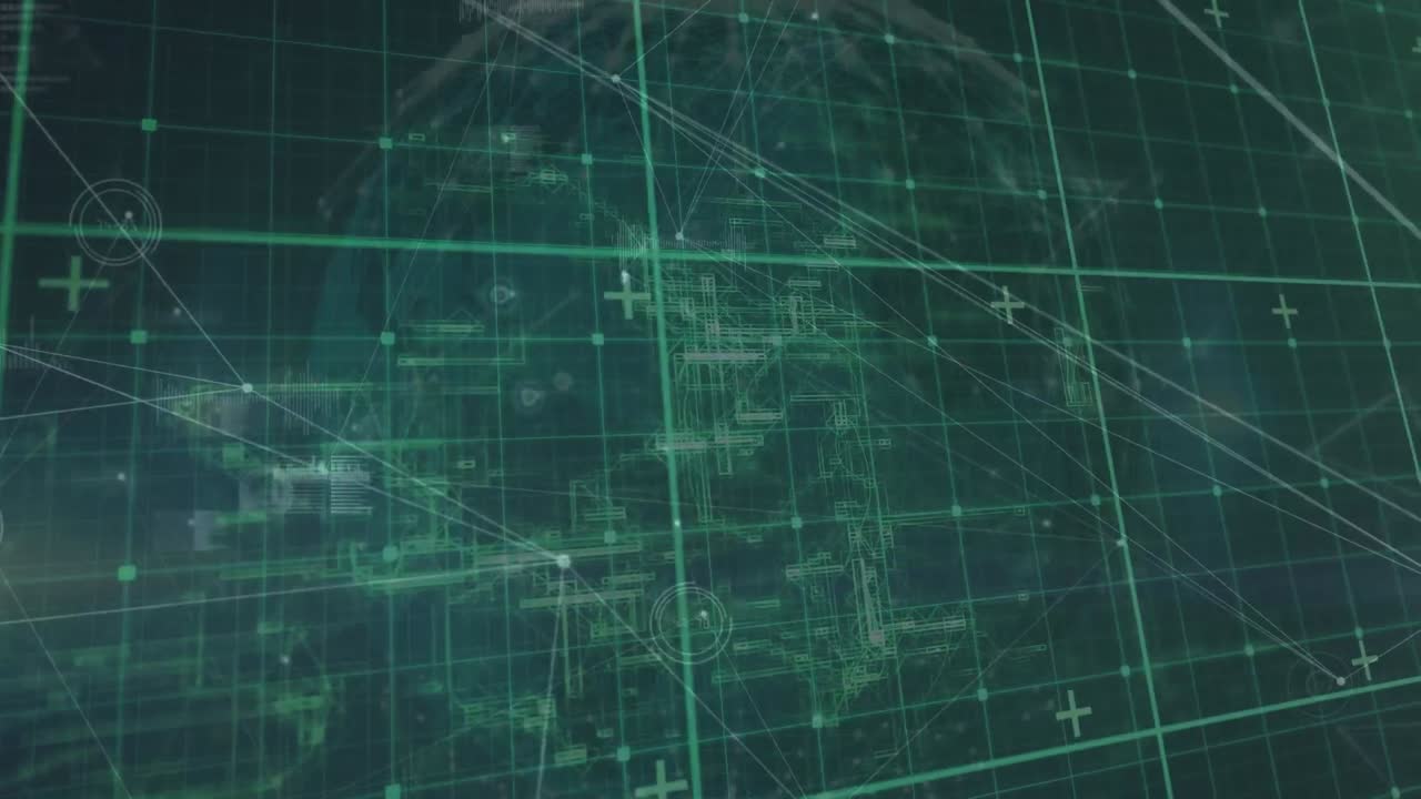 animación del procesamiento de datos sobre un fondo azul