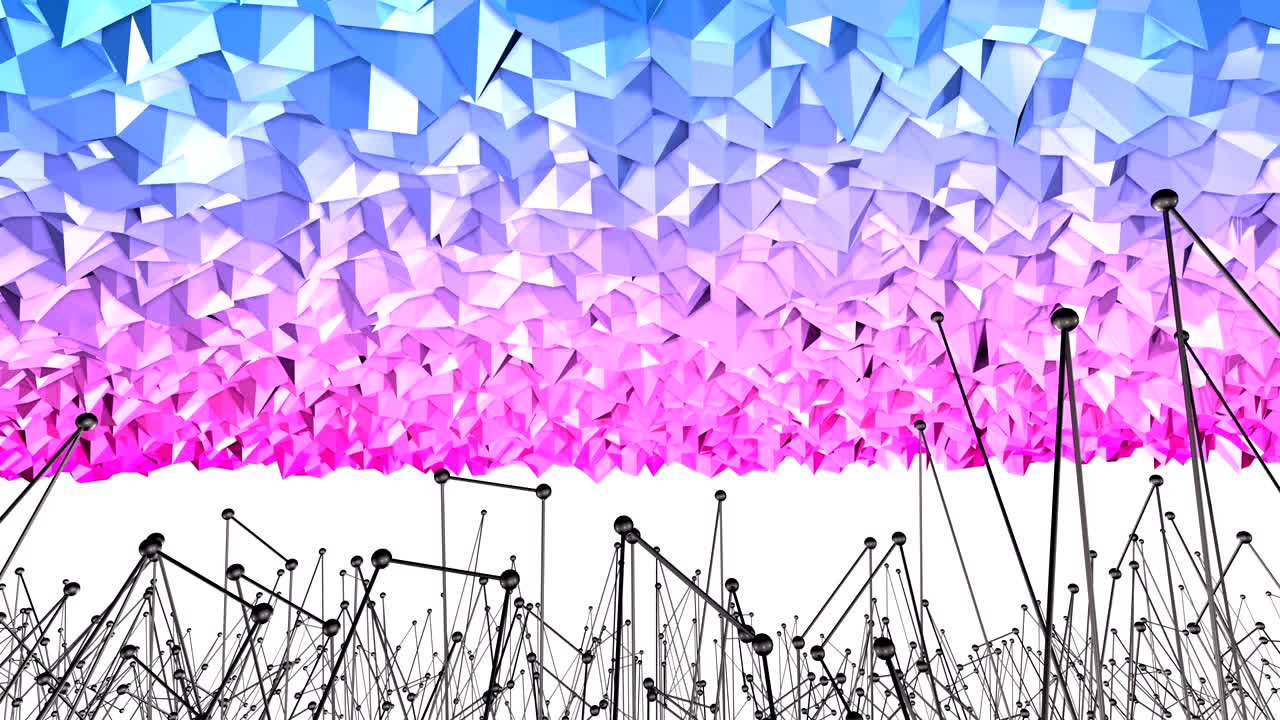 루프에서 4k 로우 폴리 배경 애니메이션: 그래디언트 색상과 함께 현대적인 기하학 로우폴리 스타일의 완벽한 3d 애니메이션, 창의적인 간단한 배경, 그리드와 함께 v9 파란색 레드 플레인