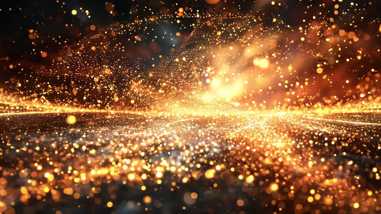 A bright orange and black background with a lot of sparkles. The sparkles are scattered all over the background, creating a sense of movement and energy. Scene is lively and dynamic