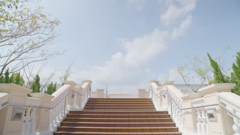 backward shot of beautiful staircase in hong kong park