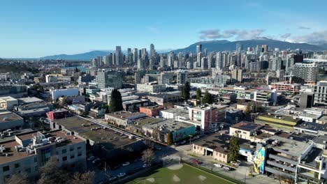 downtown vancouver skyline from the jonathan rogers park in mount pleasant, british columbia, canada