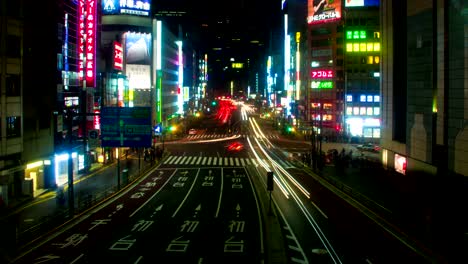 night lapse at shinjuku south side wide shot left panning