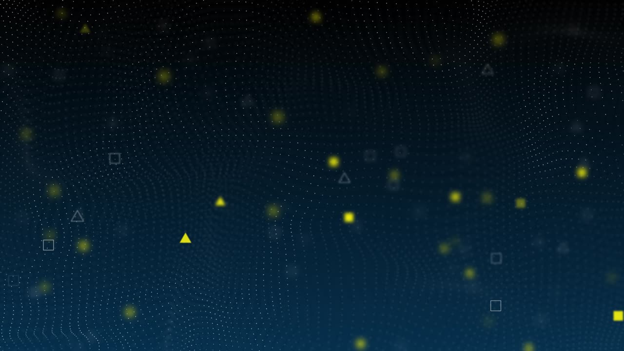 Digital cyber or technology background blue wave light flowing small particles dance motion cyber