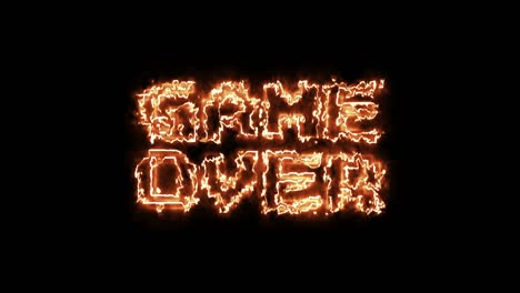 game over - fire sign. 4k video.fire effect, black background