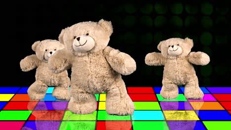 teddy bears dancing on a disco dance floor