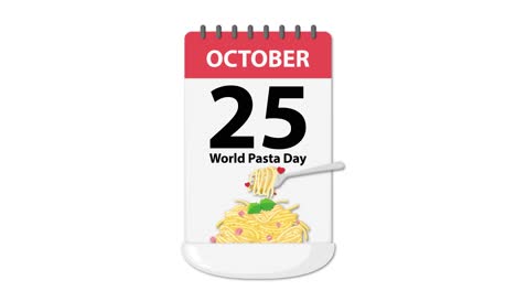 calendar highlights world pasta day with pasta imagery