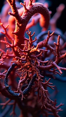 vibrant red and blue organic branching structure