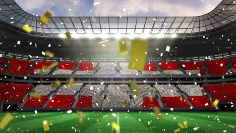 Animation-of-flag-of-switzerland-and-confetti-over-stadium