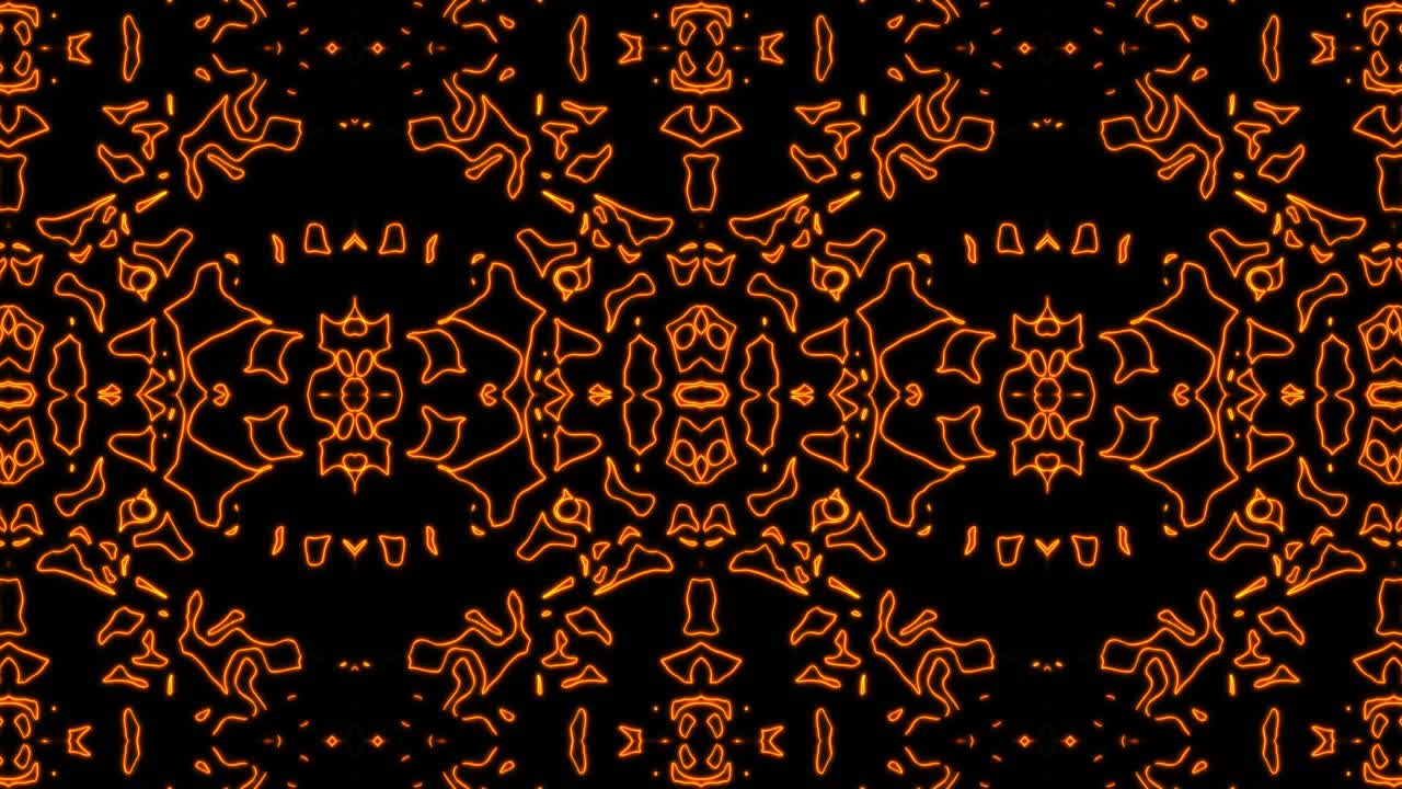 fondo de patrón sin costuras geométrico naranja abstracto. rayas abstractas bucle de caleidoscopio. rápido psicodélico colorido kaleidoscopio vj fondo. discoteca fondo de movimiento abstracto. efecto caleidoscope