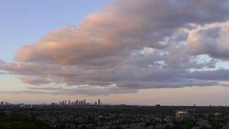 wide shot time-lapse of mississauga city and surrounding landscape