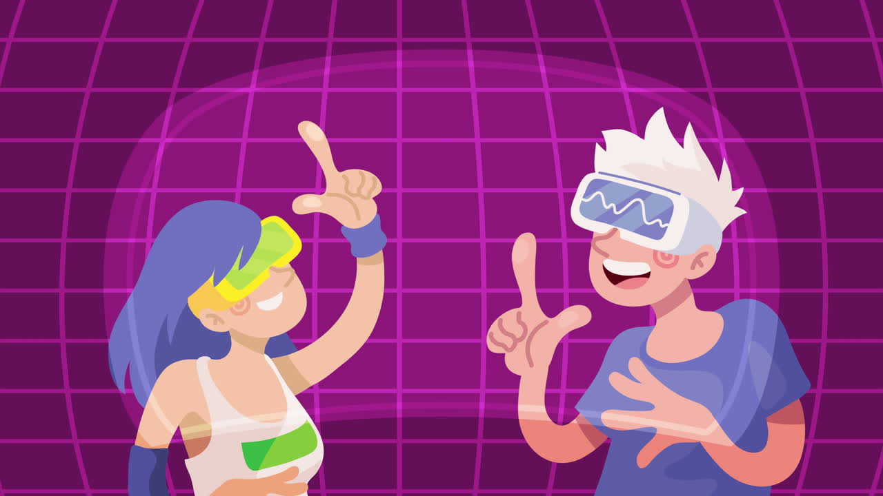 두 사람이 가상 현실을 경험하고 있습니다.