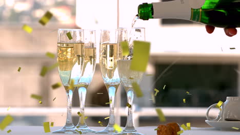 celebrating with champagne