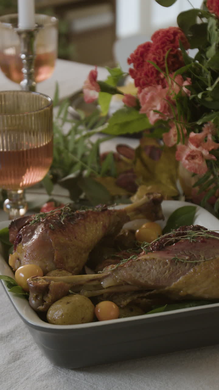 A culinary scene featuring roast chicken