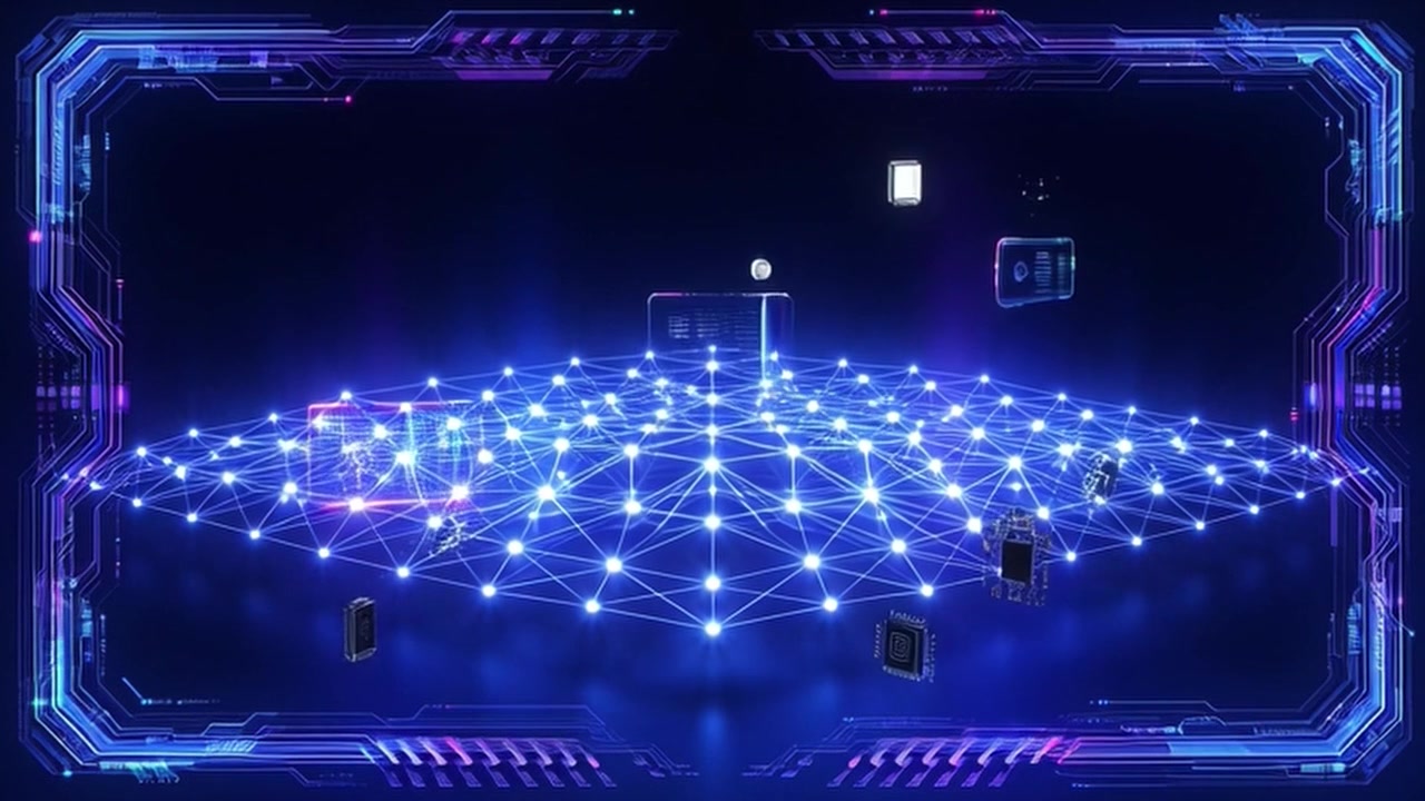 Digital Network Grid with Floating Microchips and Data Interfaces