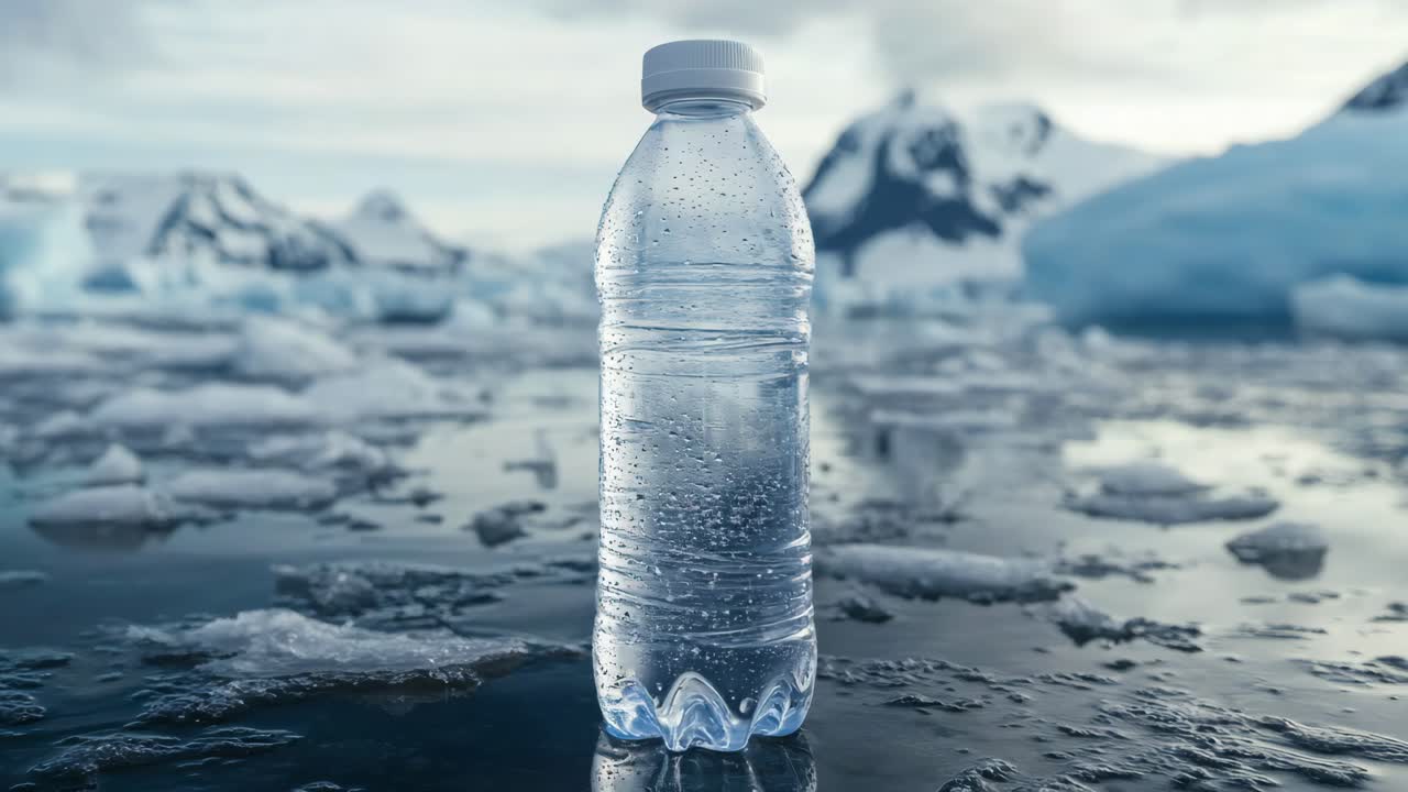 Plastic Water Bottle on Antarctic Ice