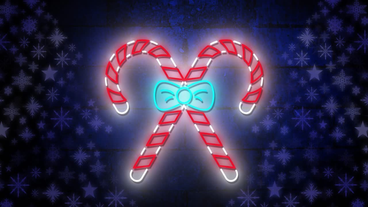 animación de bastones de caramelo en navidad sobre las estrellas