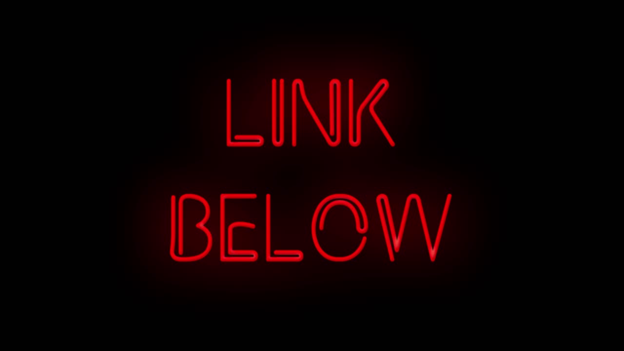 Flashing LINK BELOW Red Neon Sign flashing on and off with flicker 4K