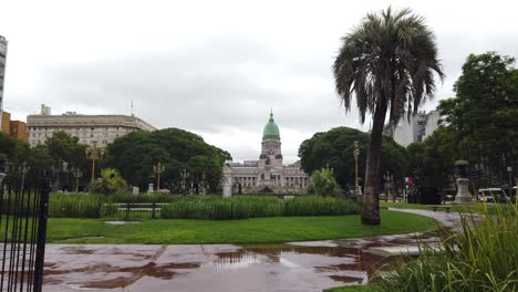 Panoramic-Postcard-of-Buenos-Aires-Congress-of-Argentine-Public-Plaza-Green-Park