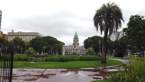 tarjeta postal panorámica de buenos aires congreso de la argentina plaza pública parque verde