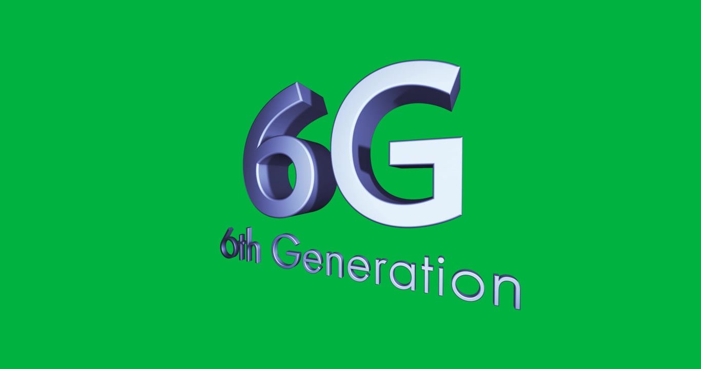 Animation of 6g 6th generation text in purple letters on white background