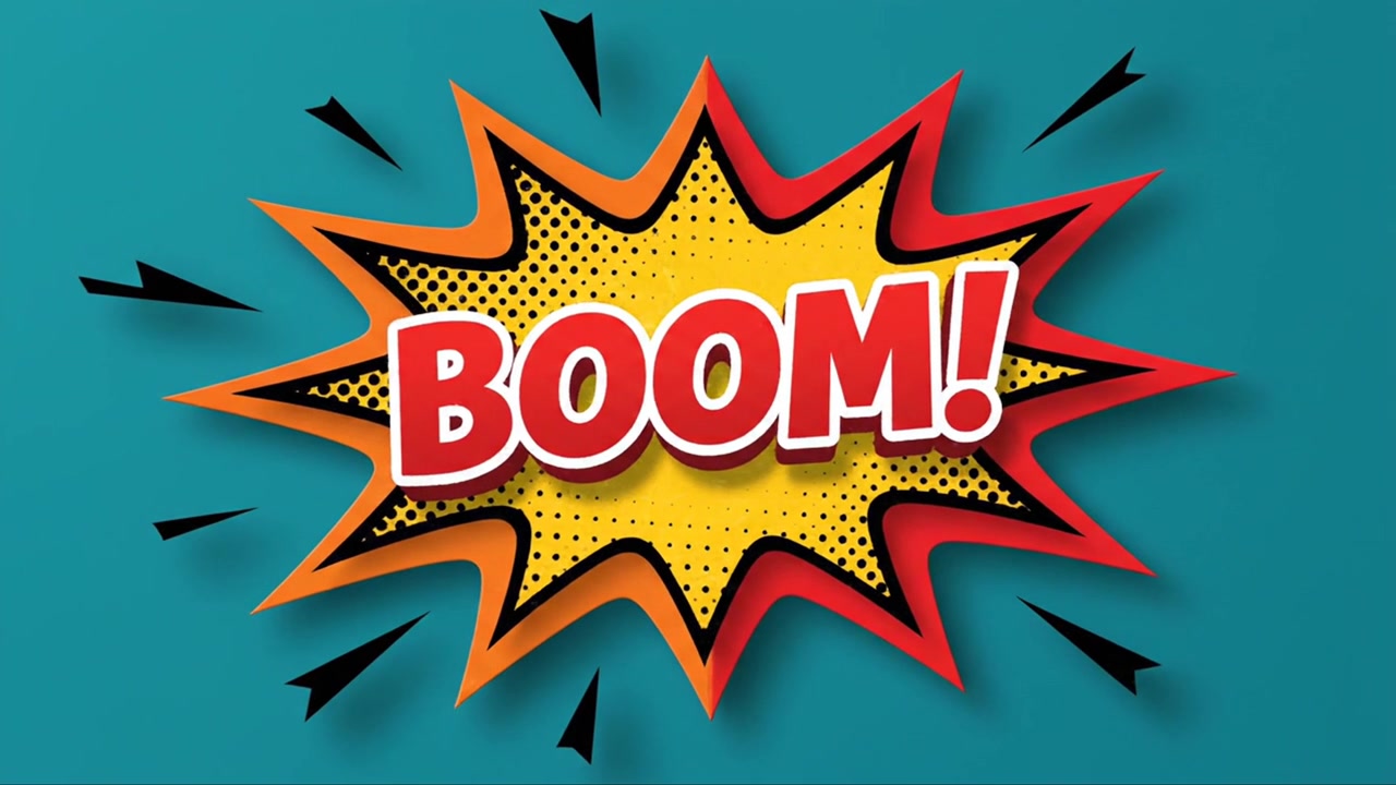 Boom comic book word explosion animation