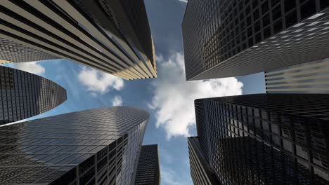 center of the business district with high rise skyscrapers and office buildings