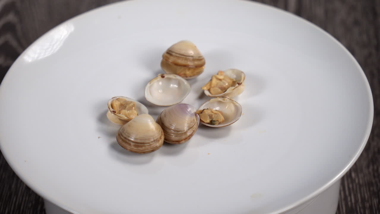 Clams on a white plate