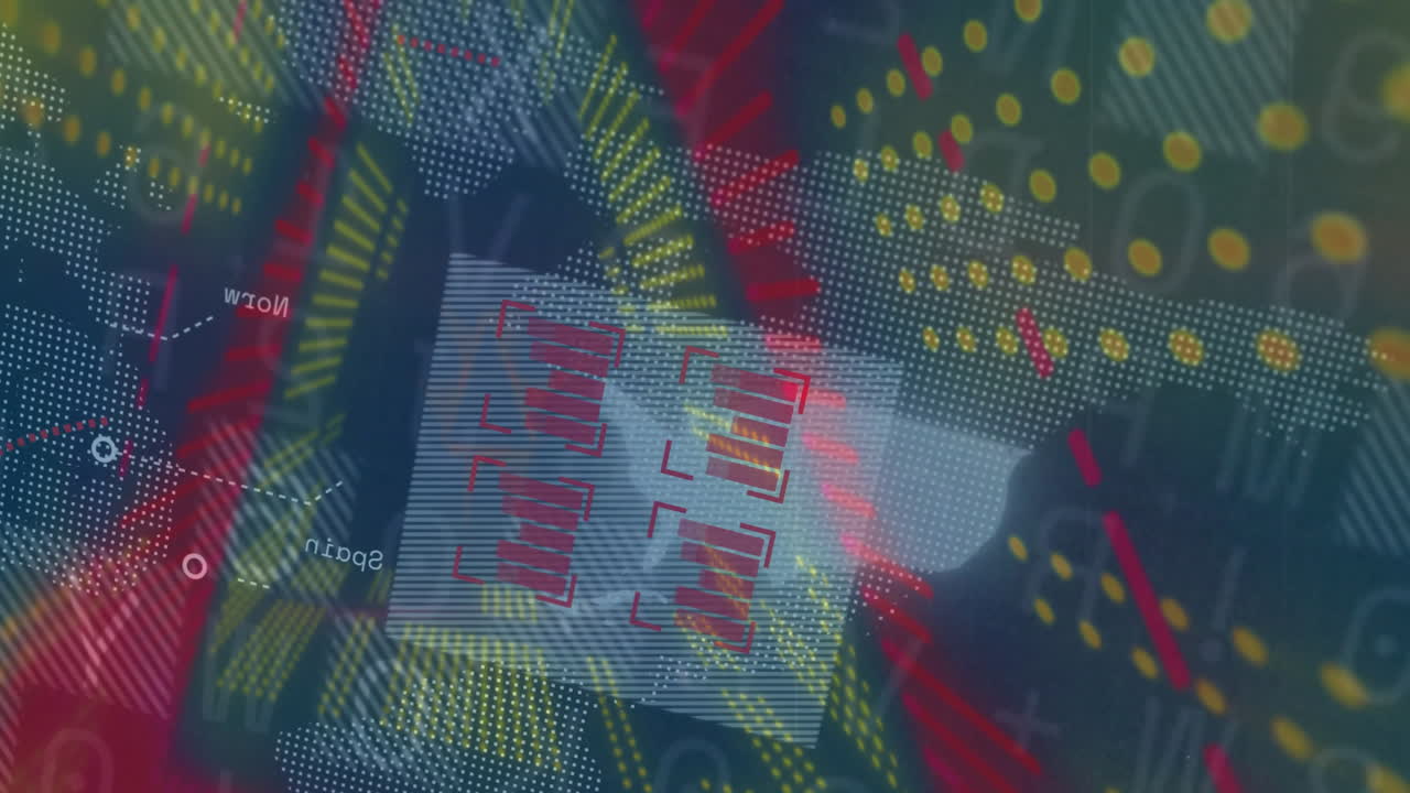 Animation of colorful digital patterns and abstract shapes in dynamic visual effects