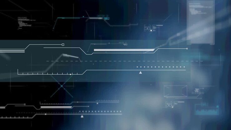 Animation of data processing over blue background
