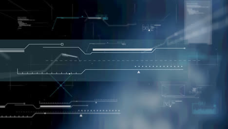 Animation of data processing over blue background
